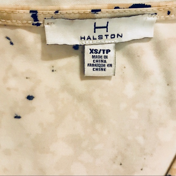 Halston Cream Black Print Wrap Midi Dress Size XS - Picture 5 of 7